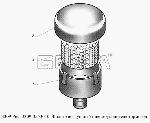 ГАЗ ГАЗ-3309 (Евро 2) Схема Фильтр воздушный пневмоусилителя banga.ua